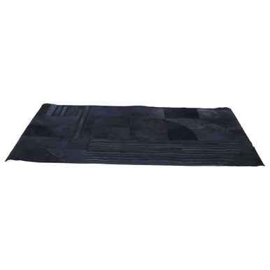 Bosie Safira Large Deco Black And Grey Hair on Leather Rug