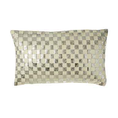 Bosie Kensington Townhouse Rectangular Ivory And Silver Check Cushion