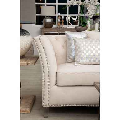 Bosie Kensington Townhouse Rectangular Ivory And Silver Check Cushion