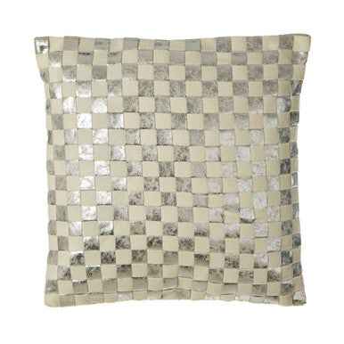 Bosie Kensington Townhouse Square Ivory And Silver Check Cushion