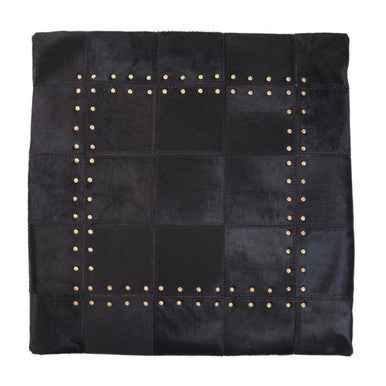 Bosie Safira Black Hair on Leather Patchwork Cushion