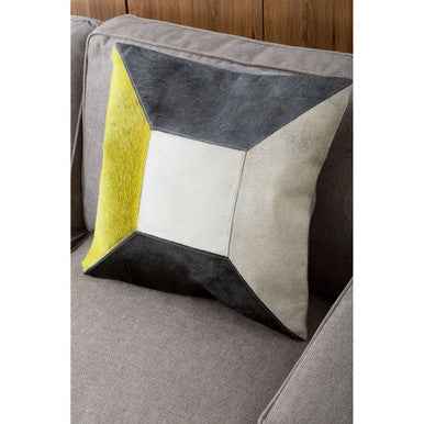 Bosie Safira Geometric Hair on Leather Patchwork Cushion