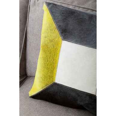 Bosie Safira Geometric Hair on Leather Patchwork Cushion