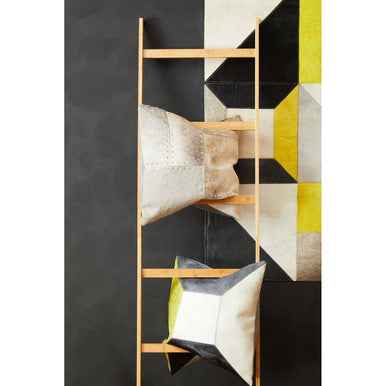 Bosie Safira Geometric Hair on Leather Patchwork Cushion