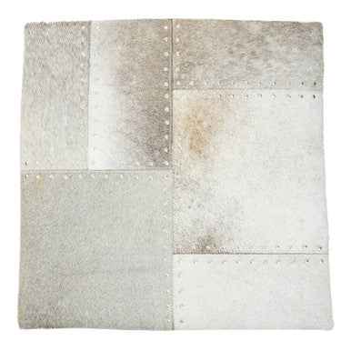 Bosie Safira Grey Hair on Leather Patchwork Cushion