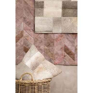 Bosie Safira Grey Hair on Leather Patchwork Cushion