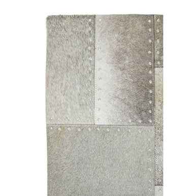 Bosie Safira Grey Hair on Leather Patchwork Cushion