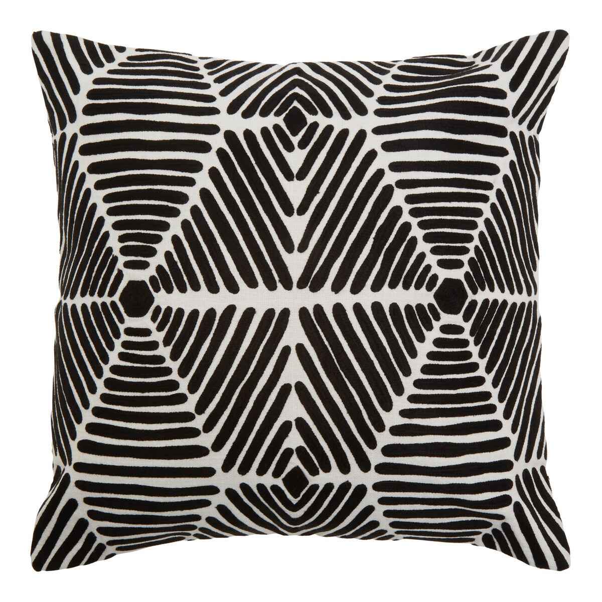 Bosie Ozella Black And White Square Embroidered Cushion