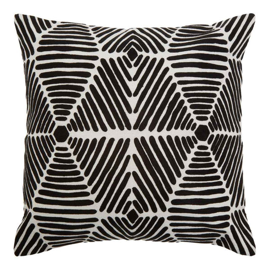 Bosie Ozella Black And White Square Embroidered Cushion