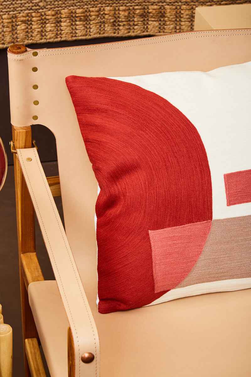 Bosie Ozella Red And White Tonal Cushion