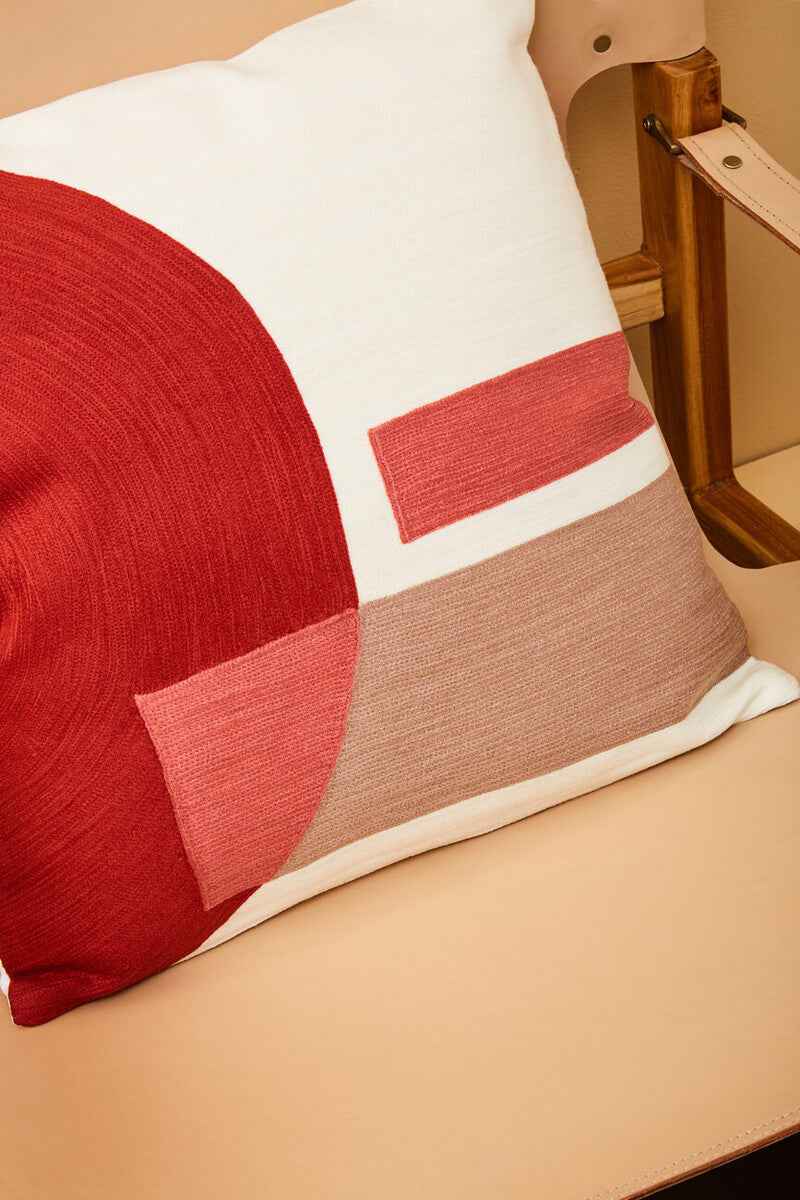 Bosie Ozella Red And White Tonal Cushion