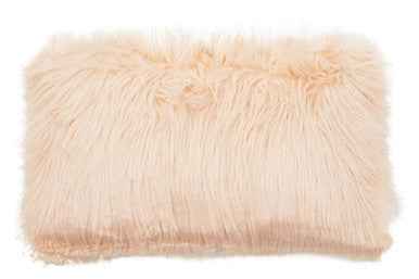 Bosie Mongolian Faux Fur Pink Rectangular Cushion