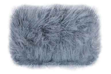 Bosie Mongolian Fur Grey Rectangular Cushion