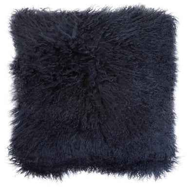 Bosie Mongolian Fur Black Square Cushion