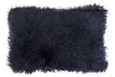 Bosie Mongolian Fur Black Rectangular Cushion