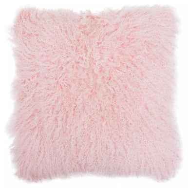 Bosie Mongolian Fur Pink Square Cushion