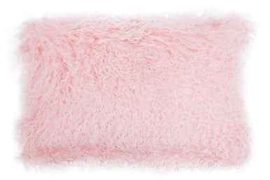Bosie Mongolian Fur Pink Rectangular Cushion