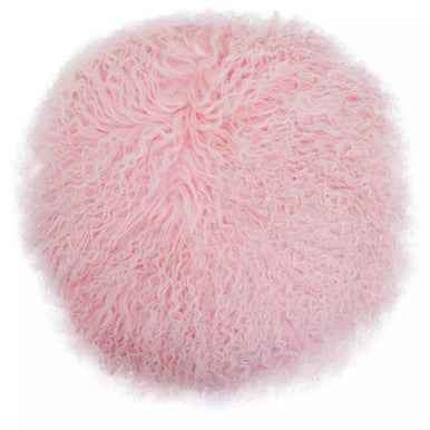 Bosie Mongolian Fur Pink Round Cushion