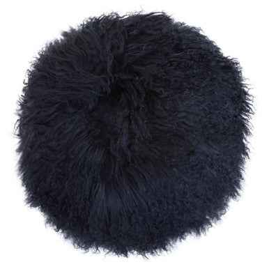 Bosie Mongolian Fur Black Round Cushion