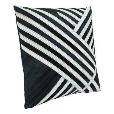 Bosie Safira Black and White Hair on Leather Cushion