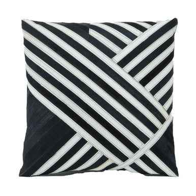 Bosie Safira Black and White Hair on Leather Cushion
