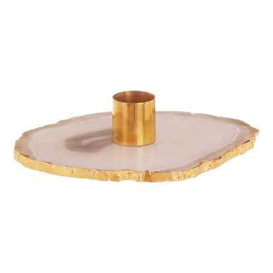 Bowerbird Agata Grey Agate Candle Holder