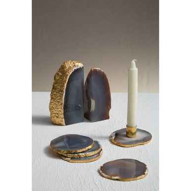 Bowerbird Agata Grey Agate Candle Holder