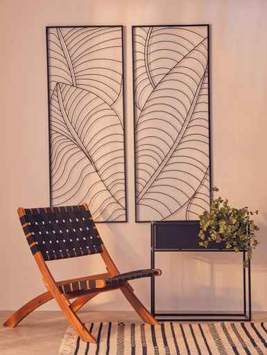 Trento Small Black Leaf Design Wall Art