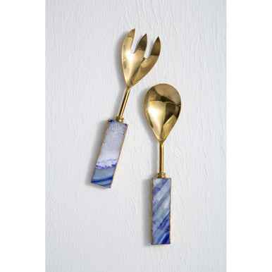 Bowerbird Agata Blue Warm Metallic Serving Set