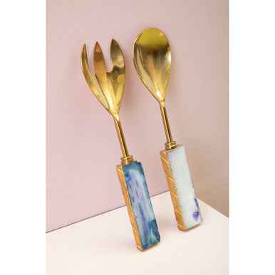 Bowerbird Agata Blue Warm Metallic Serving Set
