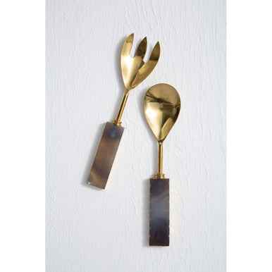 Bowerbird Agata Grey And Gold Serving Set