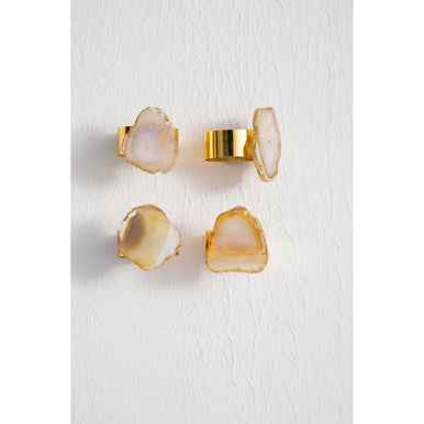 Bowerbird Agata Natural And Gold Napkin Rings