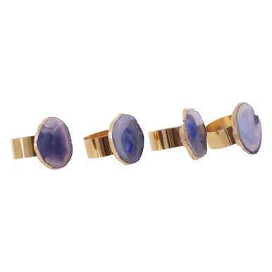 Bowerbird Blue Agate Napkin Rings