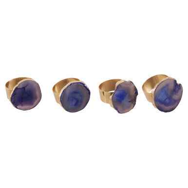 Bowerbird Blue Agate Napkin Rings