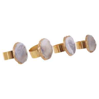 Bowerbird Agata Grey And Gold Napkin Rings