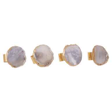 Bowerbird Agata Grey And Gold Napkin Rings