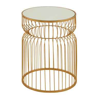 Avantis Gold Metal Wireframe Round Side Table