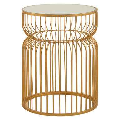 Avantis Gold Metal Wireframe Round Side Table