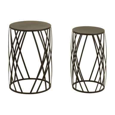 Avantis Set Of 2 Black Metal Round Side Tables