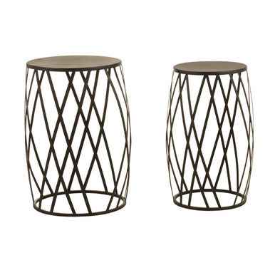 Avantis Set Of 2 Black Metal Round Side Tables