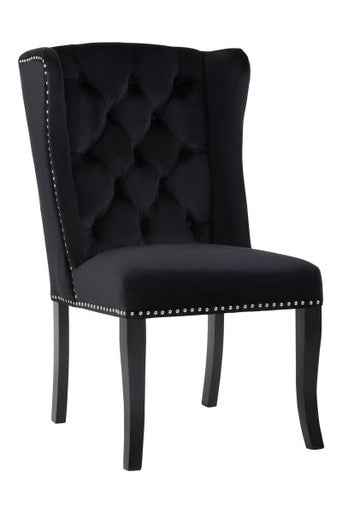 Kensington Townhouse Black Velvet Dining Chair with Dark Legs