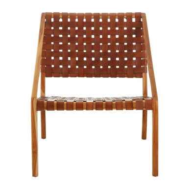 Kendari Tan Strapped Leather And Teak Chair
