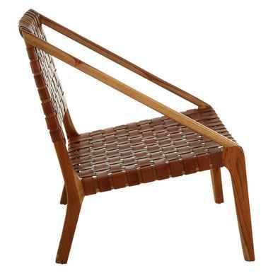 Kendari Tan Strapped Leather And Teak Chair