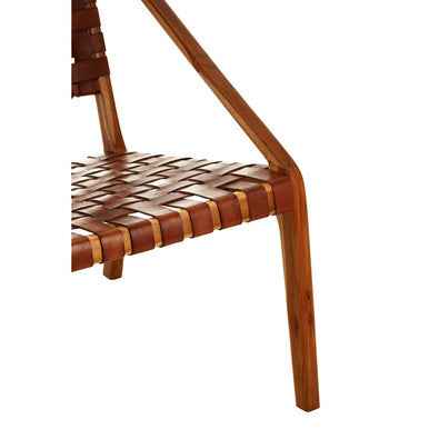 Kendari Tan Strapped Leather And Teak Chair