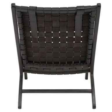 Kendari Black Leather Woven Chair