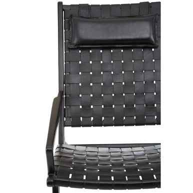 Kendari Black Leather Woven Chair