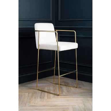 Piermount Mink Velvet And Gold Bar Stool