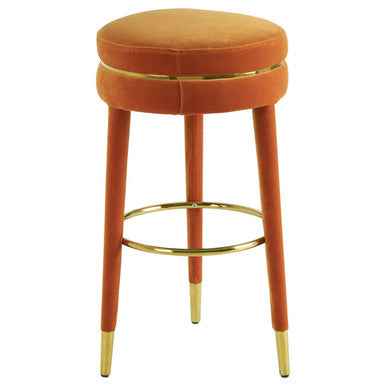 Manhattan Orange Velvet Bar Stool