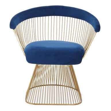 Anzio Navy Blue Velvet And Brushed Gold Chair