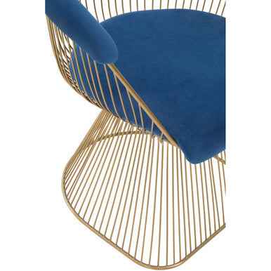 Anzio Navy Blue Velvet And Brushed Gold Chair